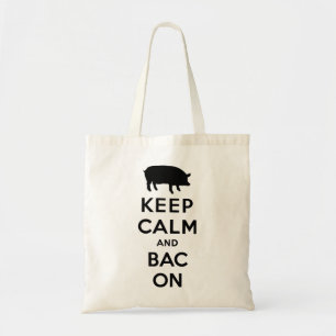 Keep calm and bacon tote bag