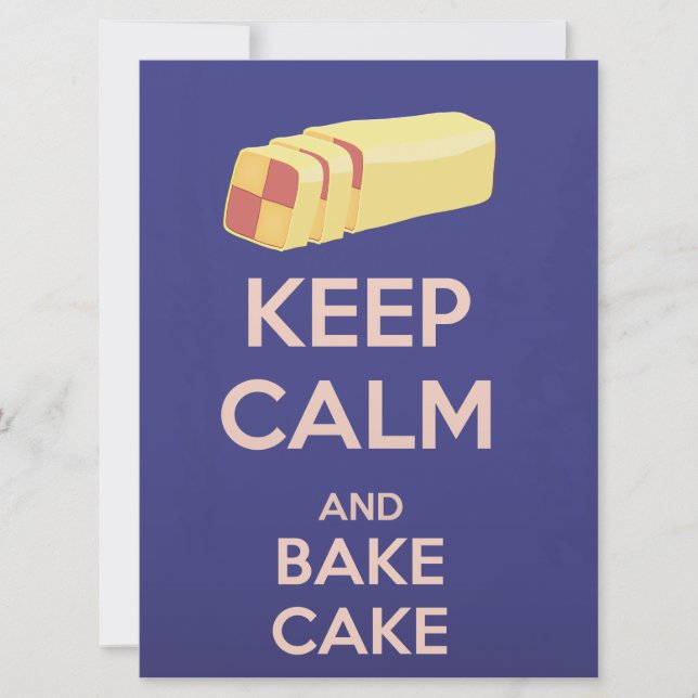 Keep Calm and Bake Cake Vintage Poster Invitation (Front)