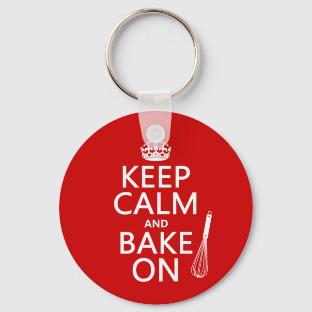 Keep Calm and Bake On Key Ring (Front)