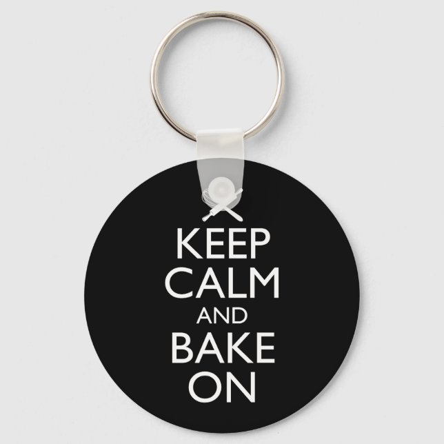 Keep Calm And Bake On Key Ring (Front)