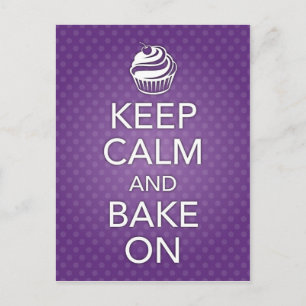 Keep Calm and Bake On Recipe Card Purple