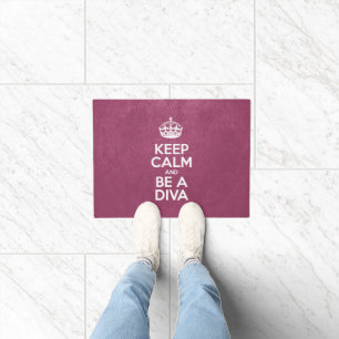 Keep Calm and Be a Diva, Pink Leather, Typography Doormat