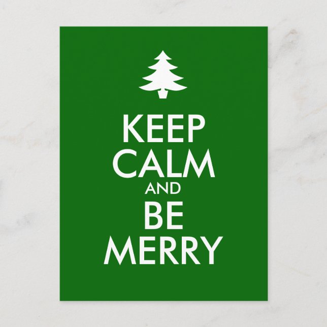 KEEP CALM and BE MERRY Holiday Postcard (Front)