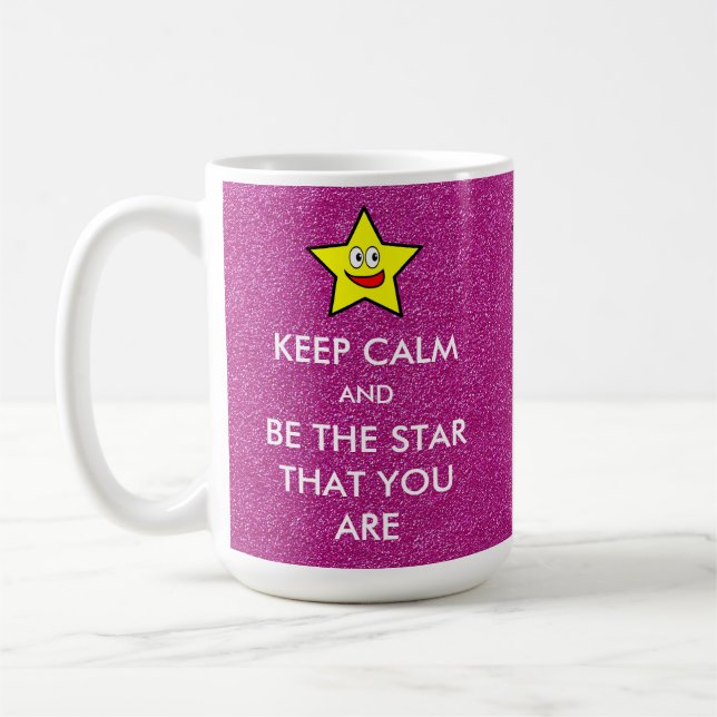 Keep Calm and Be The Star That You Are Glitter Coffee Mug (Left)