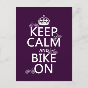 Keep Calm and Bike On (customisable colour) Postcard