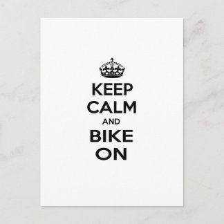 Keep Calm and Bike On Postcard