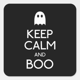 Keep calm and boo ghost square sticker