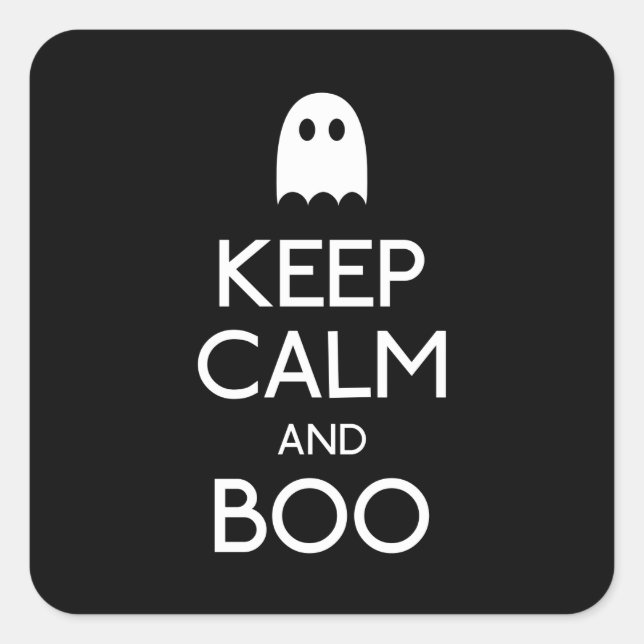 Keep calm and boo ghost square sticker (Front)