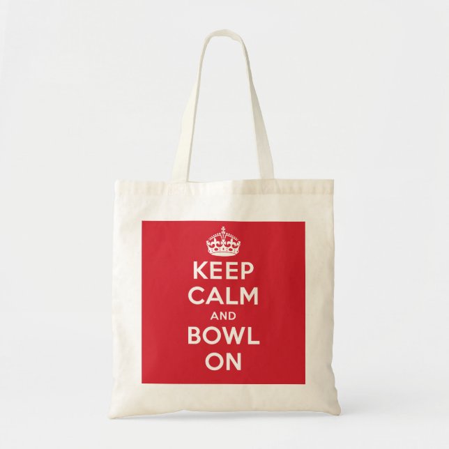 "Keep Calm and Bowl On" Tote Bag (Front)