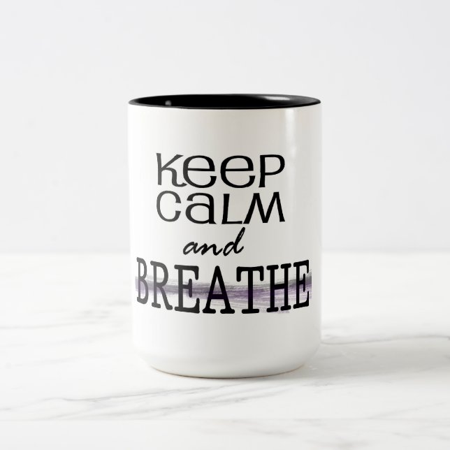 Keep Calm and Breathe Two-Tone Coffee Mug (Center)