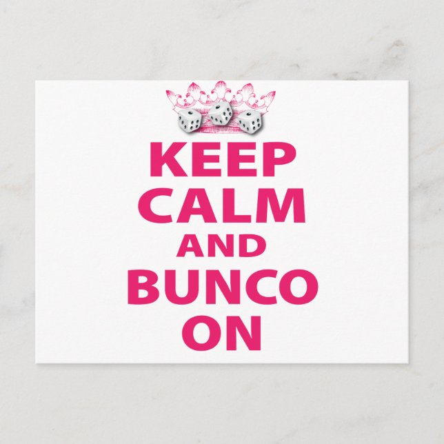 Keep Calm and Bunco On Design Postcard (Front)