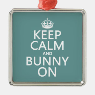 Keep Calm and Bunny On Metal Tree Decoration