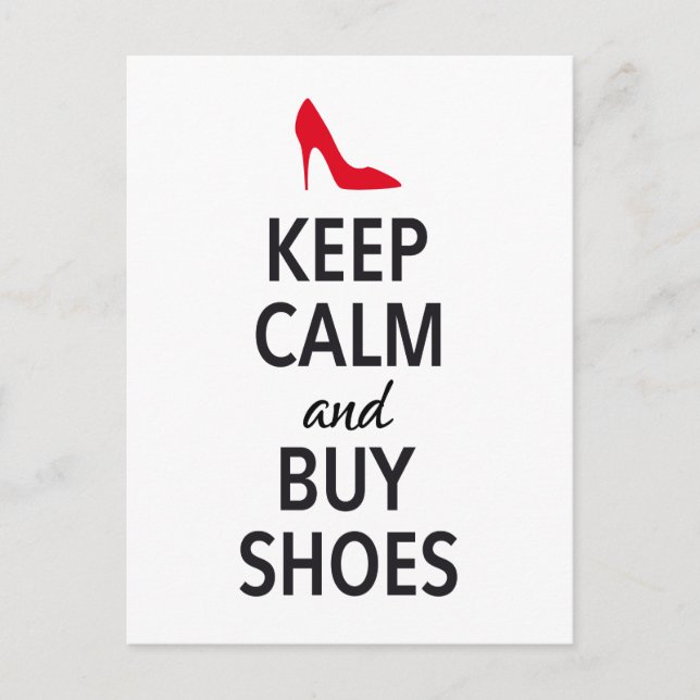 Keep calm and buy shoes, word art postcard (Front)