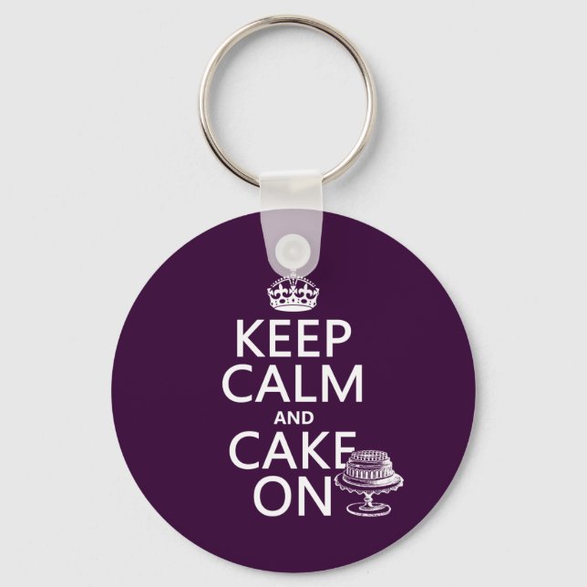 Keep Calm and Cake On Key Ring (Front)