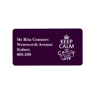 Keep Calm and Call Your Agent (any colour) Label