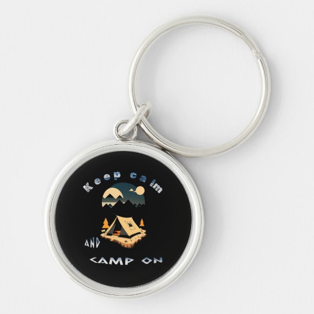 Keep calm and camp on adventure camp key ring (Front)