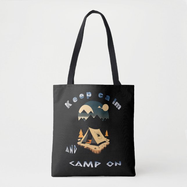 Keep calm and camp on adventure camp tote bag (Front)