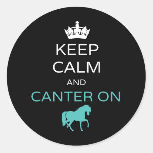 Keep Calm And Canter On Horseback Riding Horse Equ Classic Round Sticker