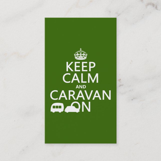 Keep Calm and Caravan On (customisable colours) Business Card (Front)