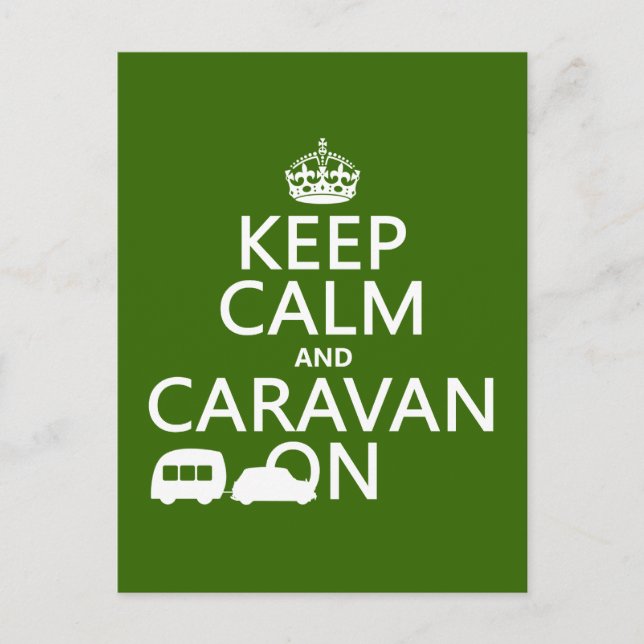 Keep Calm and Caravan On (customisable colours) Postcard (Front)