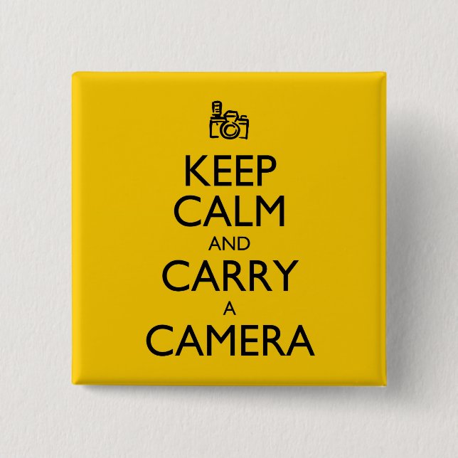 Keep Calm and Carry a Camera 15 Cm Square Badge (Front)