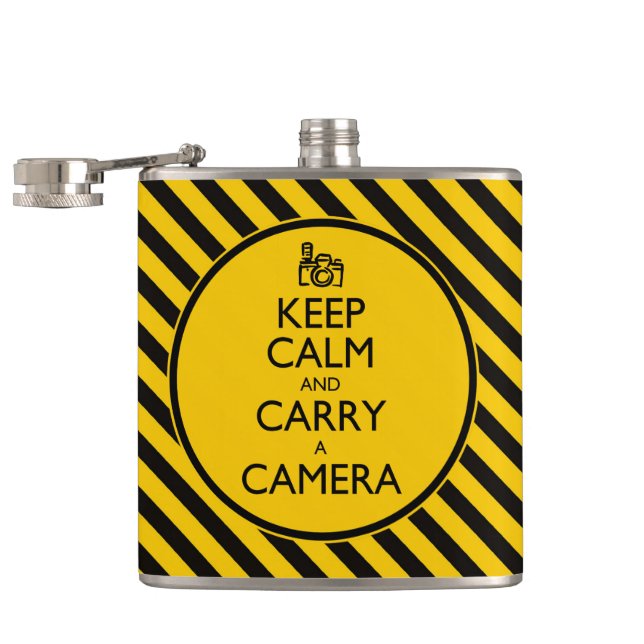 Keep Calm and Carry a Camera Hip Flask (Opened)