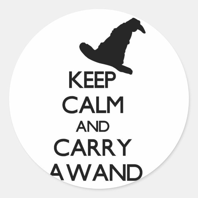 KEEP CALM AND CARRY A WAND CLASSIC ROUND STICKER (Front)