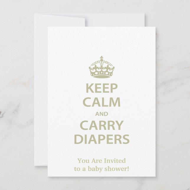 Keep Calm and Carry Diapers Invitation (Front)