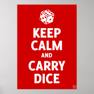 Keep Calm And Carry Dice Poster (d6, red)