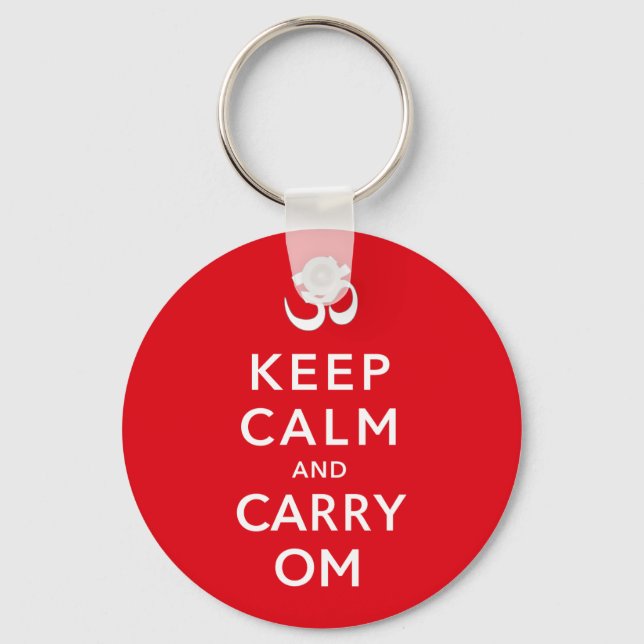 Keep Calm and Carry Om Motivational Key Ring (Front)