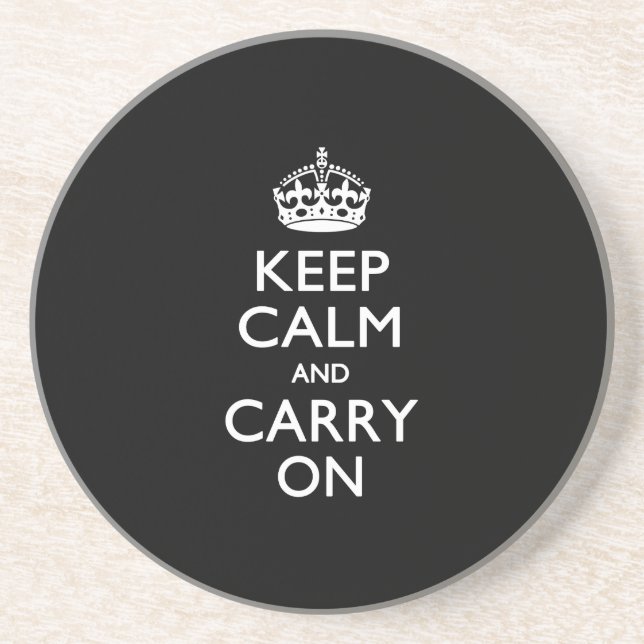Keep Calm And Carry On Black Coaster (Front)