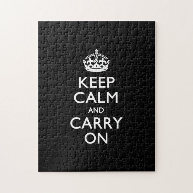 KEEP CALM AND CARRY ON Black Decor Jigsaw Puzzle (Vertical)