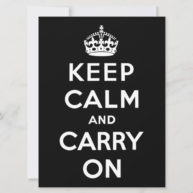 Keep Calm and Carry On (Black Design) Card (Front)