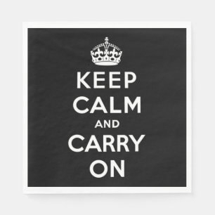 Keep Calm and Carry On (Black Design) Napkin
