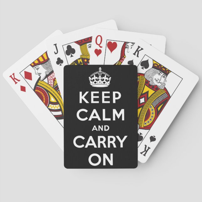 Keep Calm and Carry On (Black Design) Playing Cards (Back)