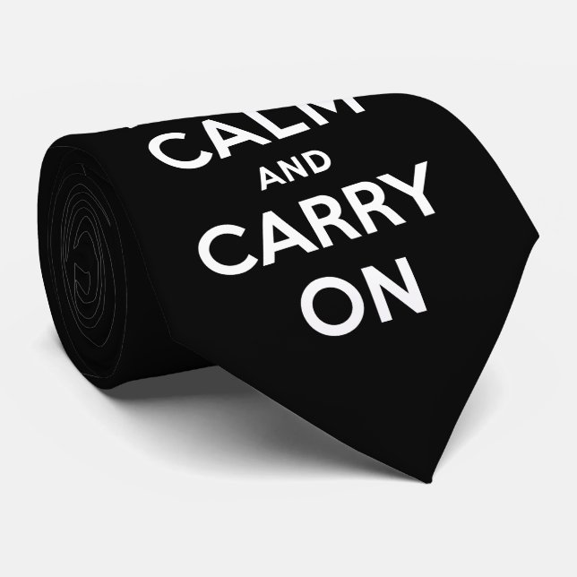 Keep Calm and Carry On (Black Design) Tie (Rolled)