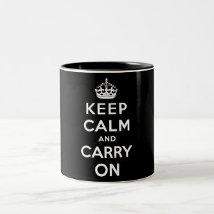 Keep Calm and Carry On (Black Design) Two-Tone Coffee Mug