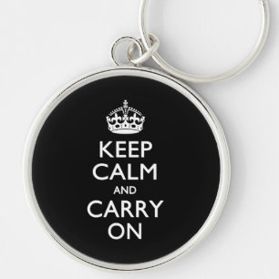Keep Calm And Carry On Black Key Ring