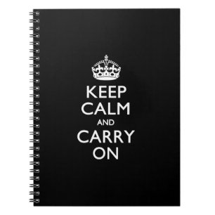 Keep Calm And Carry On Black Notebook