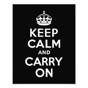 Keep Calm and Carry On Black Photo Print