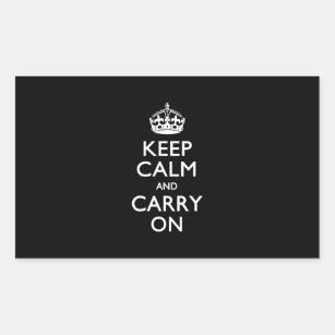 Keep Calm And Carry On Black Rectangular Sticker