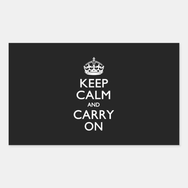 Keep Calm And Carry On Black Rectangular Sticker (Front)