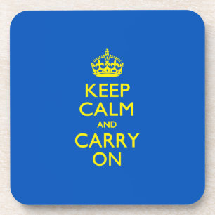 KEEP CALM AND CARRY ON Blue Coaster