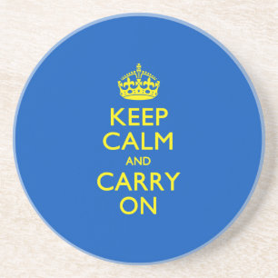 KEEP CALM AND CARRY ON Blue Coaster