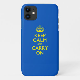 KEEP CALM AND CARRY ON Blue Decor Case-Mate iPhone Case