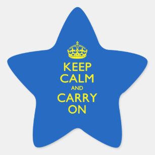 KEEP CALM AND CARRY ON Blue Star Sticker