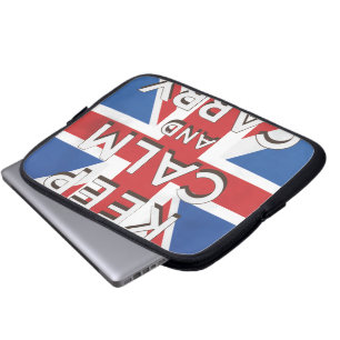 Keep Calm and Carry On British Flag Laptop Sleeve