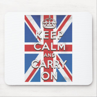 Keep Calm and Carry On British Flag Mouse Pad