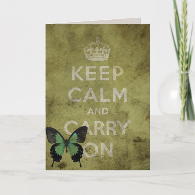 Keep Calm and Carry On Butterfly Birthday Card (Front)