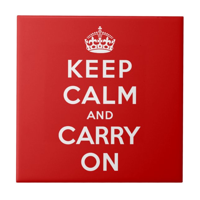 Keep Calm and Carry On Ceramic Tile (Front)